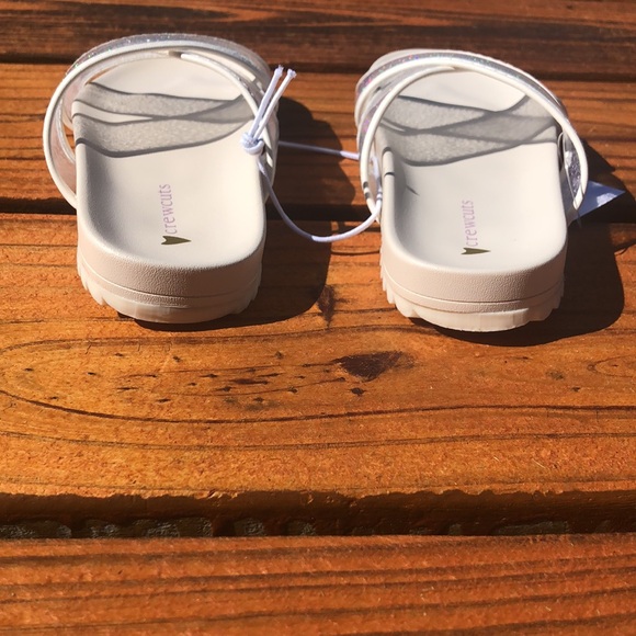 NWT J Crew Crewcuts Ivory Pool Slides with Glitter Straps Sizes 10, 12 and 13 - Picture 5 of 9